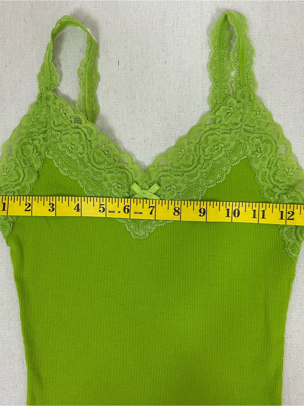 Hollister Vintage Y2K Lime Green Lace-Trim Ribbed Cami Size S - Picture 7 of 9